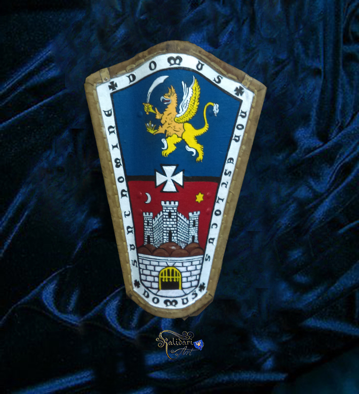 Family coat of arms on a pavisa shield