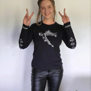 Croatian Dragon  - Long sleeved T- Shirt with Croatian tatoo - Women M